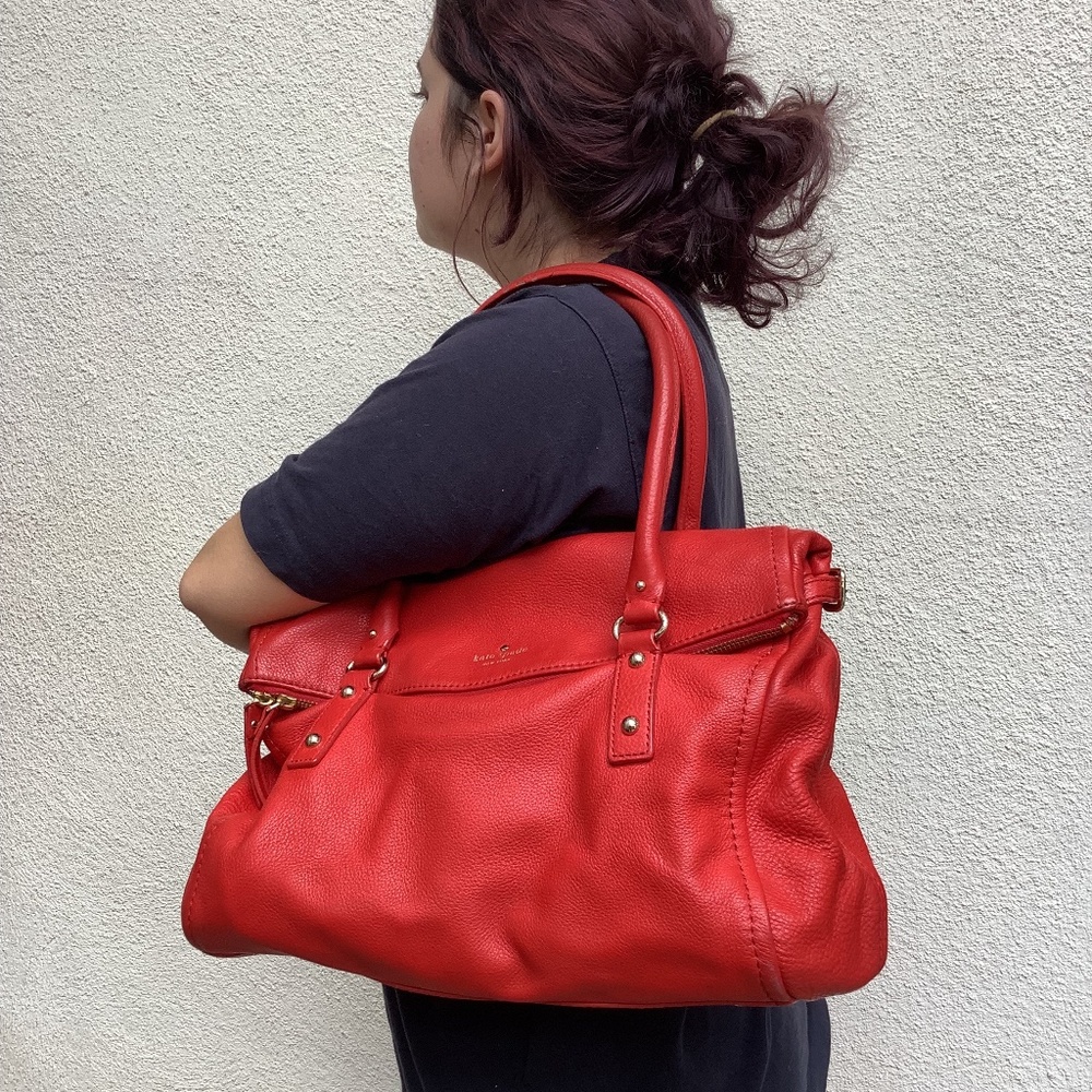 Kate Spade Cobble Hill fold over red shoulder bag